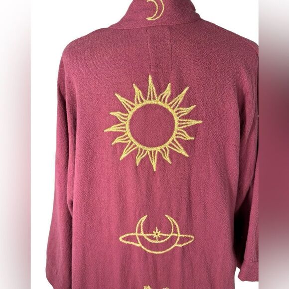 Nana Mintsita Deep Pink & Gold Mother Love Celestial Handmade Long Kimono Duster - Picture 8 of 9